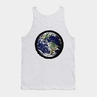 Planet Earth Scribble Circle Frame Tank Top